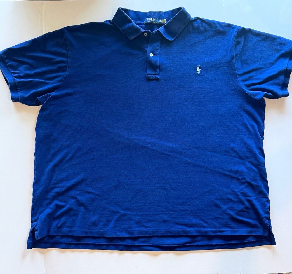 Ralph Lauren Men’s 3XB Big & Tall Royal Blue Mesh Polo Shirt White Pony